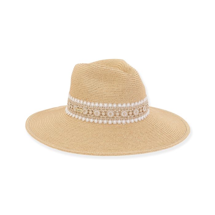 Sun N Sand Paper Braid Pinched Crown Hat With Metallic Lurex