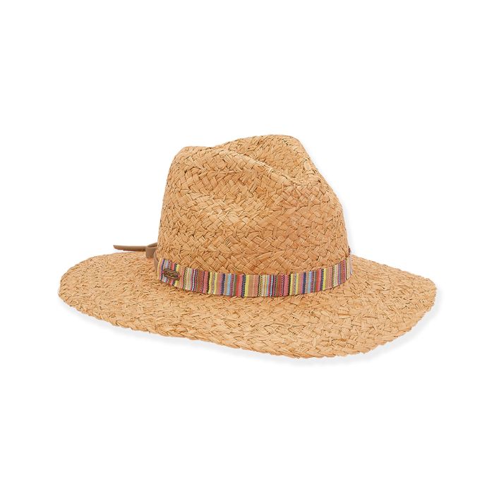Sun N Sand Natural Raffia Classic Safari Hat W/ Ribbon Trim