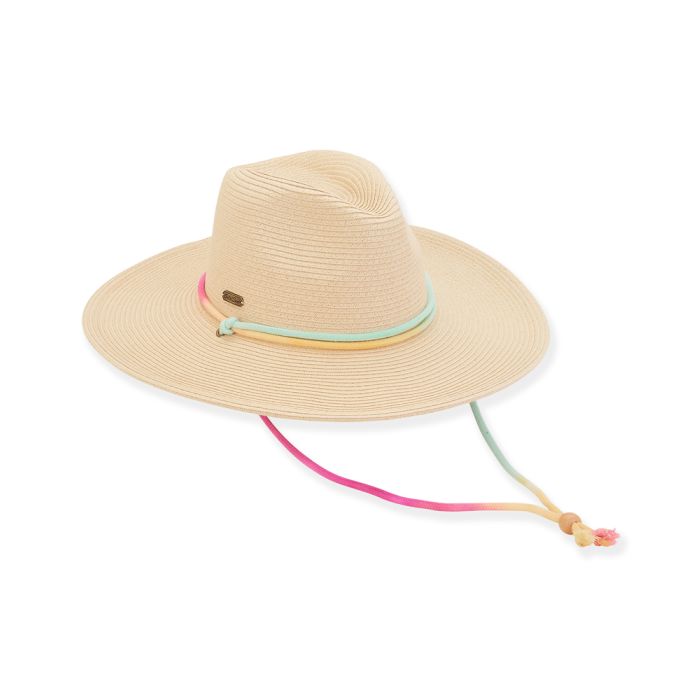 Sun N Sand Paper Braid Classic Pinched Crown Safari Hat With Rope Detail