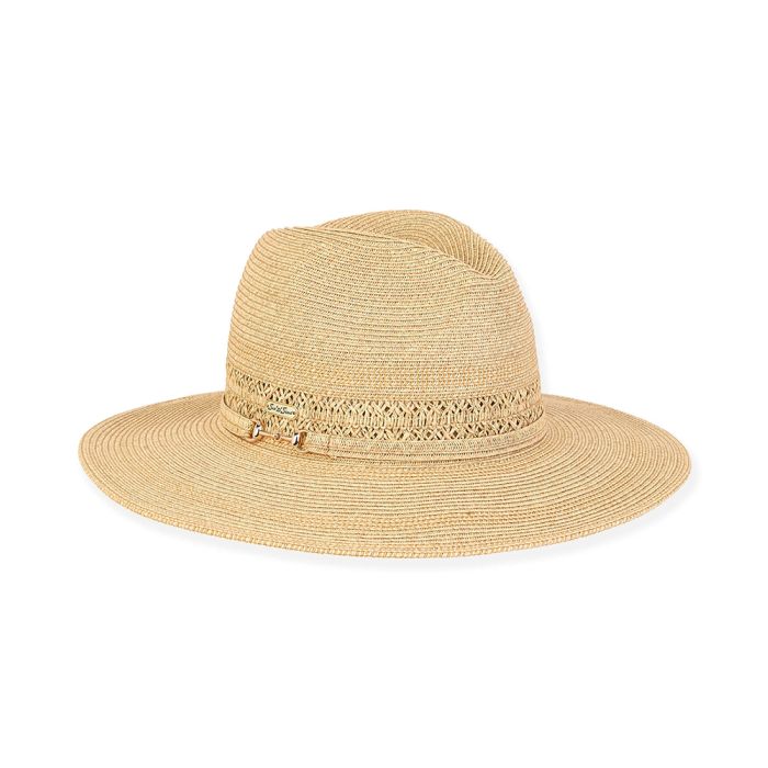Sun N Sand Ladies Paper Straw Durress Safari Hat With Self Trim Metal Clasp