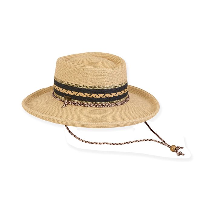 Sun N Sand Paperbraid Maslin Ladies Gambler Hat With Chin Cord