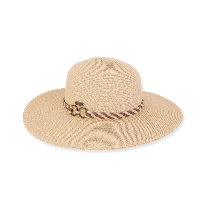 Sun N Sand Ladies Paperbraid Alaya Floppy Hat With Two Tone PU Trim