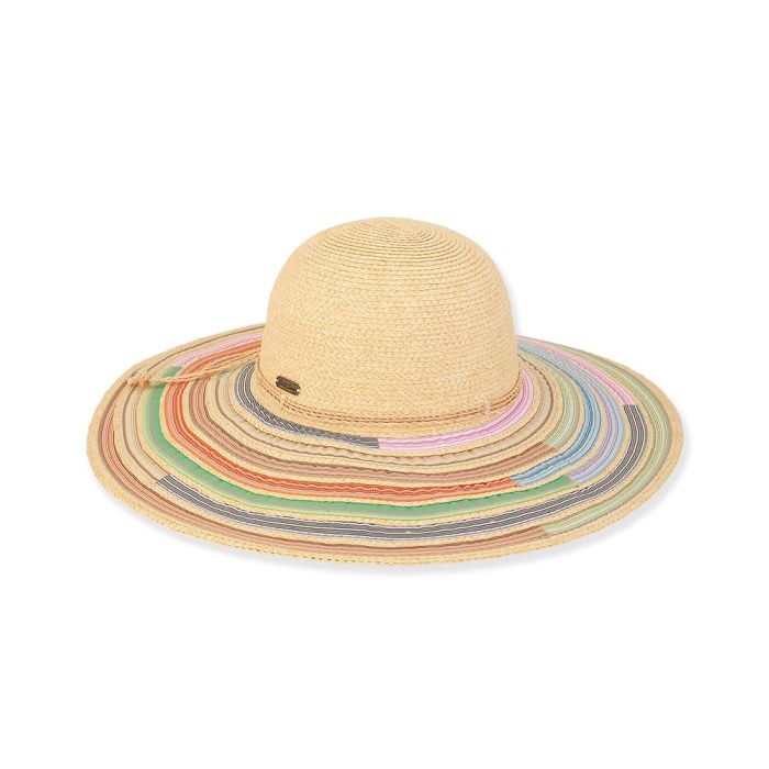 Sun N Sand Paper Straw Ayla Ladies Floppy Hat With Ribbon Brim
