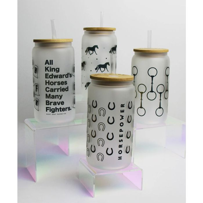 Hunt Seat Paper Co. Glass Tumbler With Bamboo Lid & Straw