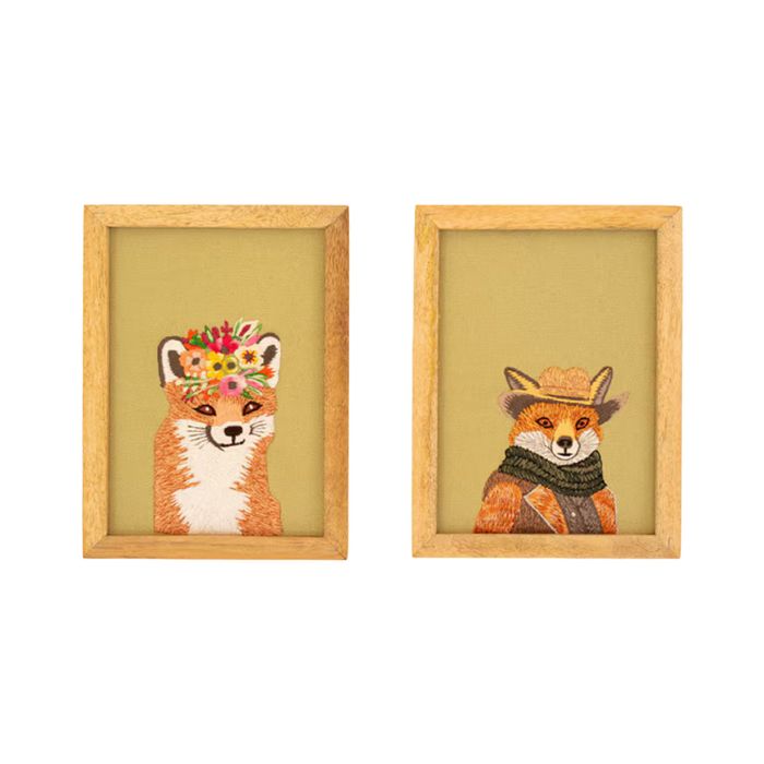 Framed Foxes Embroidery - Set of 2 Frames