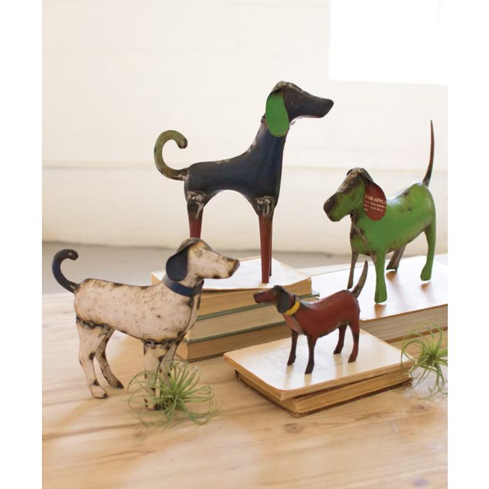 Kalalou Recycled Metal Dogs - Set of 4