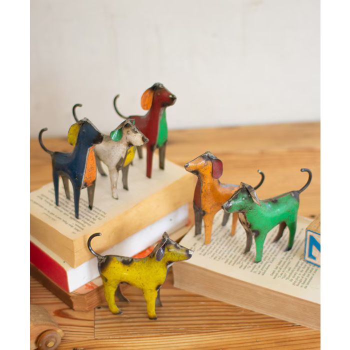 Kalalou Recycled Metal Dogs - Set of 6