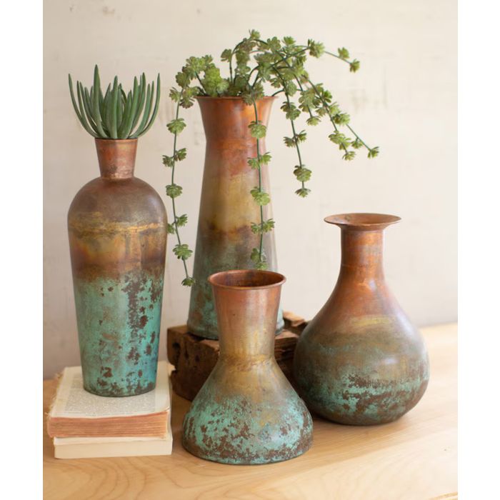 Two Toned Copper Vases - Set of 4
