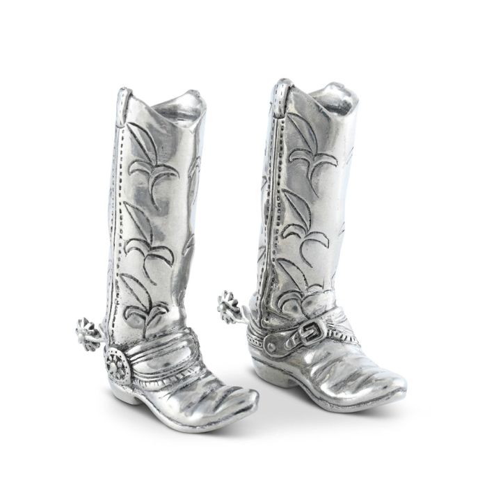 Vagabond House Pewter Cowboy Boots Salt & Pepper Shakers