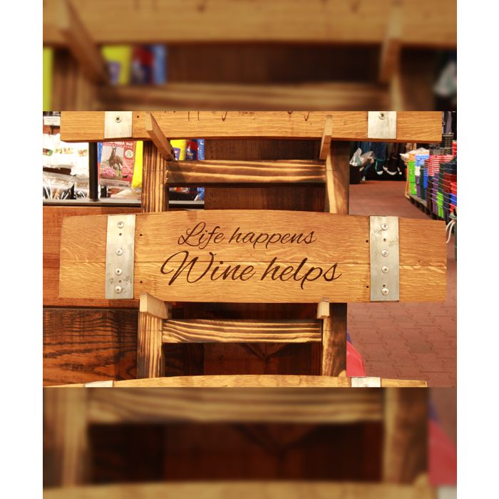 Whiskey And Wine Design Wine Sayings Horizontal Stave Sign - 24" Large