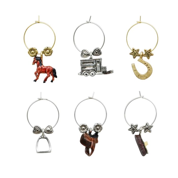 Painted Wine Charms - 6 Peice