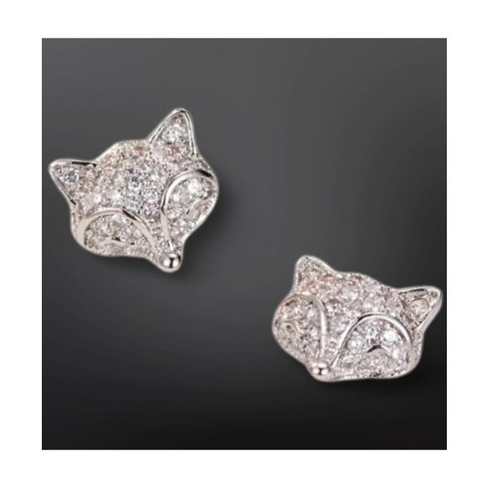 Fox Mask Sterling Silver Post Stud Earrings