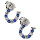 Kelly Herd Sterling Silver Blue & Clear Horseshoe Earrings
