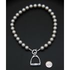 Loriece Horse Stirrup & Swarovski Fresh Water Pearl Necklace