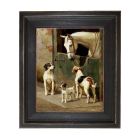 Madison Bay Co. Dog & Horse At Stable Framed Oil Painting Print On Canvas - 8X10