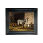 Madison Bay Co. Donkey & Chickens Framed Oil Painting On Canvas