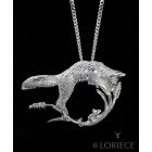 Loriece Silver Playful Fox Pendant Necklace