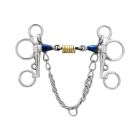 Centaur® Blue Steel Tom Thumb Double Jointed & Brass Roller Discs Pelham