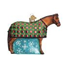 Kelley And Company Glass Horse In Blanket Christmas Ornament