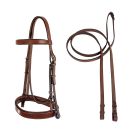 Arc De Triomphe Fox Hunt Bridle W/ Rubber Lines Reins - Flat Style Invisible Pad