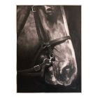 Black & White Side View Horse Acrylic Painting With Silver Frame
