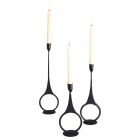 Cast Iron Taper Candle Holders with Ring Detail - Set of 3
