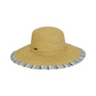 Two's Company Ladies Paper Braid Fringe Tip Floppy Hat With 4.5" Brim