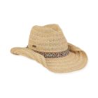 Sun N Sand Ladies Paper Straw Riiska Western Hat With Multi Color Braided Trim