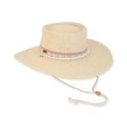 Sun N Sand Ladies Josephine Paper Straw Gambler Hat With Pattern Ribbon Trim