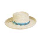 Two's Company Paper Braid Up Brim Gambler Hat With 3" Brim & .75" Turn Up