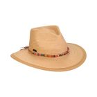 Two's Company Ladies Paper Straw Colorful Bead Band Safari Hat With 3.5" Brim