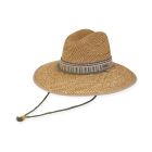 Sun N Sand Straw Redonda Men's Safari Hat With Woven Trim And Chin Cord