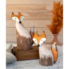Recycled Wood & Iron Foxes - Set of 2