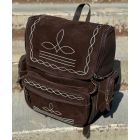 Brown Suede Leather Bootstitch Backpack