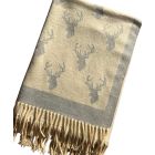 Westrian Deer Hunting Stag Head Winter Scarf LA CHASSE with Fringe