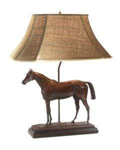 Oklahoma Casting Thoroughbred Horse Lamp w/ Linen Shade