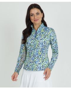 IBKUL Ladies Mock Neck Long Sleeve Sunshirt/Top - Print