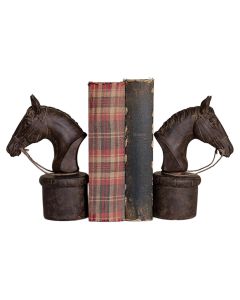 Chehoma Horsehead Bookends With Twisted Rope Reins