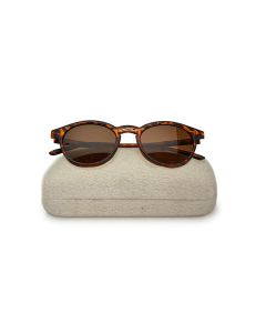 Sun Valley Matte Tortoise Frame Sunglasses With Bridge Accent & Sherpa Case