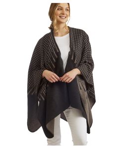 Two's Company Double Exposure Reversible Wool Like Cape