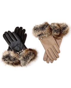 Two's Company Vegan Leather Globe W/ Marbled Faux Fur Cuff