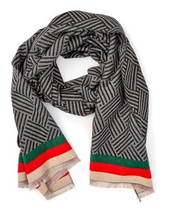 Two's Company Elite Reversible Scarf W/ Faux Woven Design