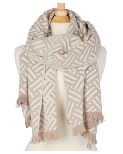 Two's Company Prestigious Woven Double Sided Scarf W/ Eyelash Fringe