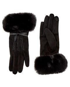 Two's Company Cashmere Feel Gloves With Plush Faux Fur Cuff