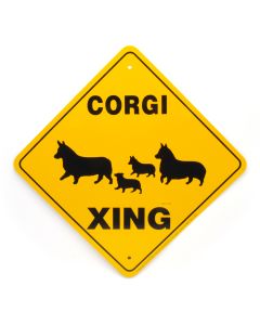 Noble Beast Pembroke Corgi X-ing Aluminum Sign (12" x 12")