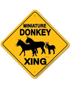 Noble Beast Miniature Donkey X-ing Aluminum Sign (12" x 12")