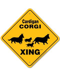 Nobel Beast Cardigan Corgi X-ing Sign (12" x 12")