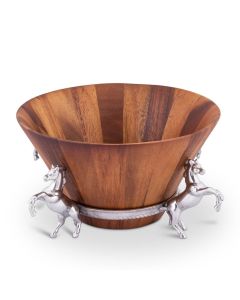 Arthur Court Horse Wood Tall Salad Bowl