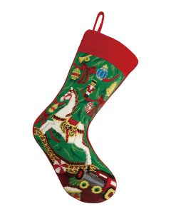 Peking Handcraft Christmas Rocking Horse Needlepoint Stocking