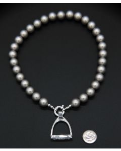 Loriece Horse Stirrup & Swarovski Fresh Water Pearl Necklace